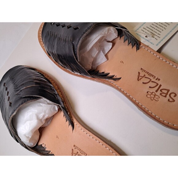 NEW SBICCA Lawrin Flat Sandal Slide Black Leather Open Toe Slip On PS100 Size 6 - Picture 6 of 8